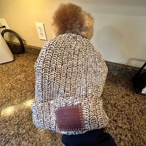 Love Your Melon knit winter hat. Removable pompom. Color is black/tan. NWOT